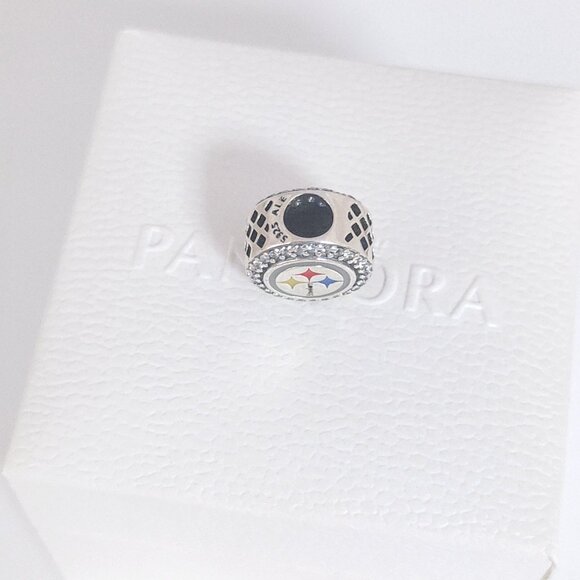 Pandora Pittsburgh Steelers NFL Logo Charm Bead S925 Silver with box - Picture 7 of 7